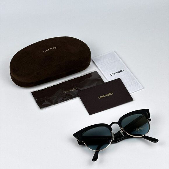 NEW Tom Ford FT0607/S ALEXANDRA 05X Black Blue Mirrored Cat Eye Women Sunglasses - Picture 13 of 13